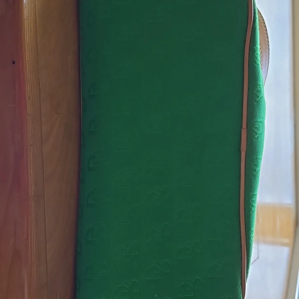 Dooney &Bourke Green and Tan Suede Tote with Leather Trim - Picture 7 of 10